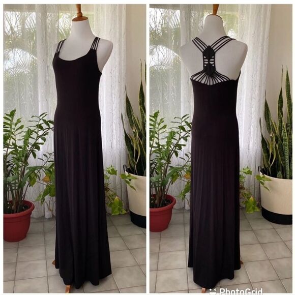 EXCELLENT CONDITION BEAUTIFUL BLACK  MAXI COERCION LONDON DRESS SIZE LARGE - Picture 1 of 6